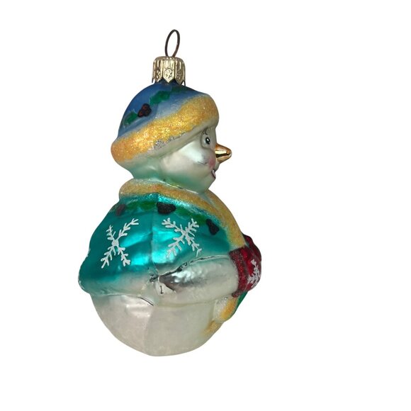 VTG 1998 Christopher Radko Jolly Wrap Jr Ornament Blown Glass Snowman Mittens - Picture 3 of 7
